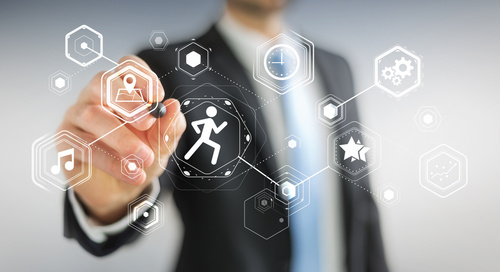 Young man using running application to check his performances 3D